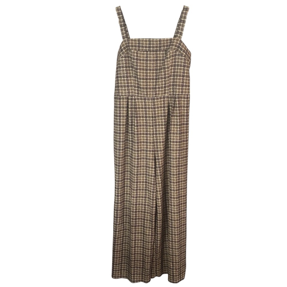 SHEIN CURVE Mod Plaid Wide Leg Jumpsuit - Picture 2 of 6